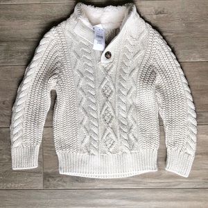 Gap- 2T Boys Cable Knit Sweater w/ Sherpa Collar